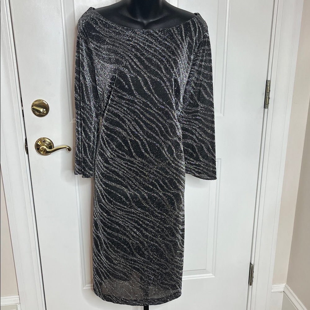 Black Label Black and Silver Long Sleeve Dress